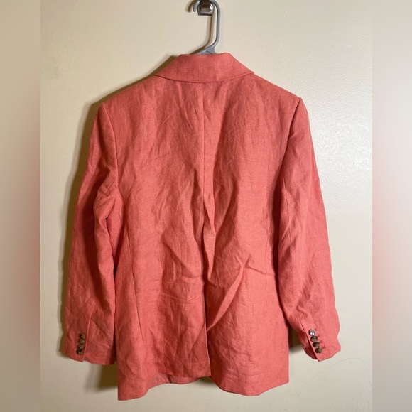 Banana Republic Lina Relaxed Linen Blazer Coral size 6 - Picture 7 of 7